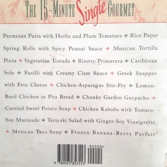 The 15-Minute Single Gourmet by Paulette Mitchell hardcover cookbook - Picture 2 of 2